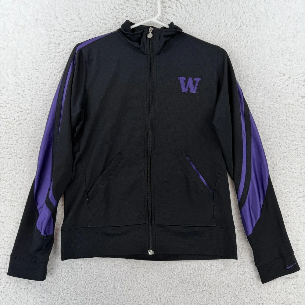 Washington Huskies Jacket Boys Medium Black NCAA Football Nike Track Full Zip